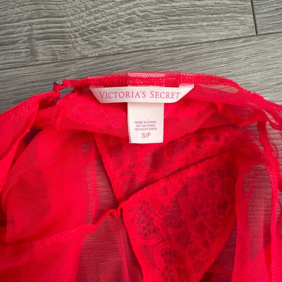 Victoria’s Secret Red Sheer Lace Maxi Babydoll Lingerie Dress Small - Picture 6 of 8